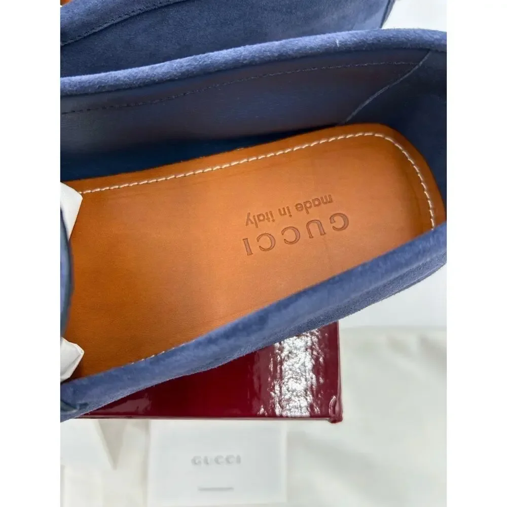 Men's Gucci GG embossed suede driver loafers size 10 fits 10.5 US made in Italy